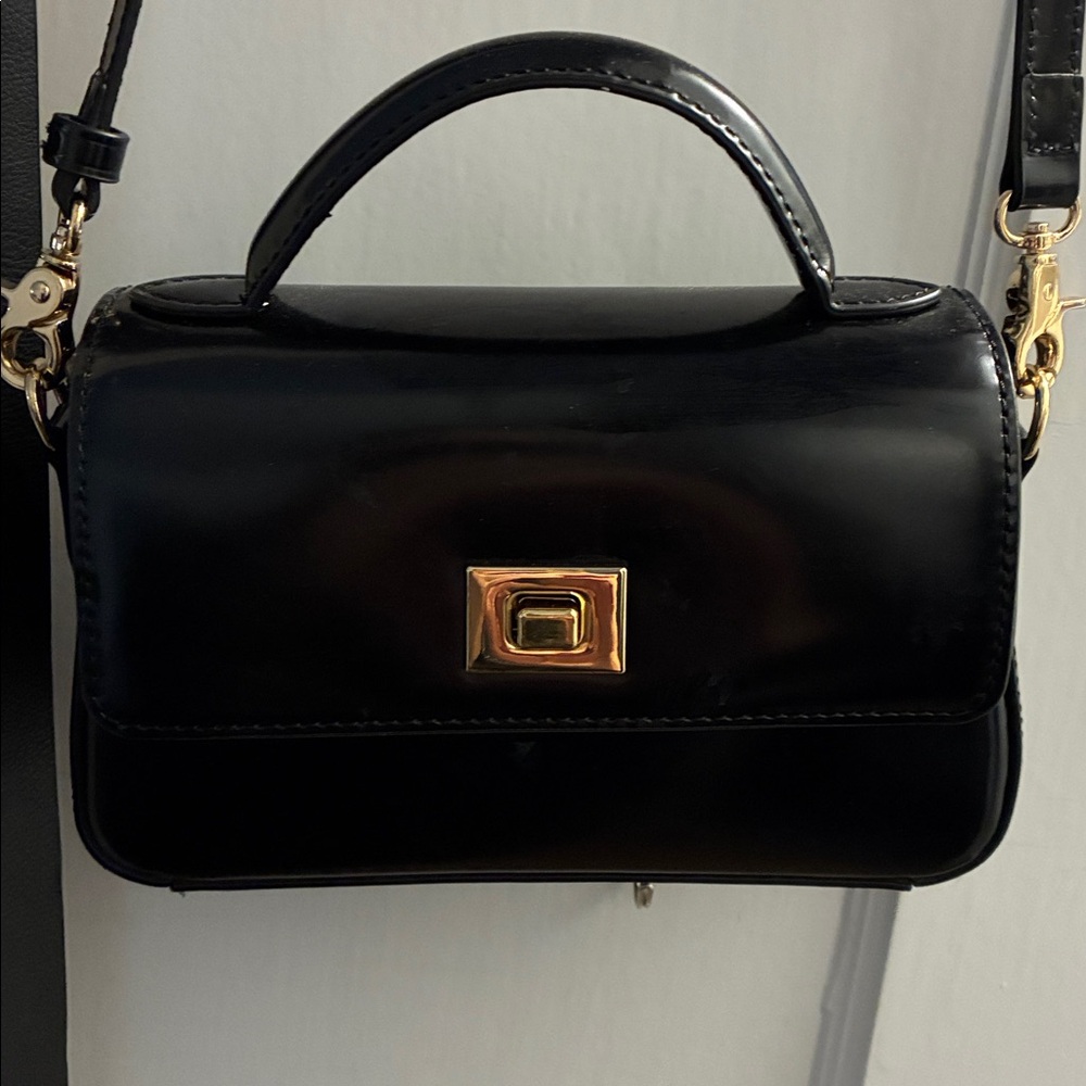 J. Crew Black Crossbody Bag with Gold Accents - Picture 2 of 3